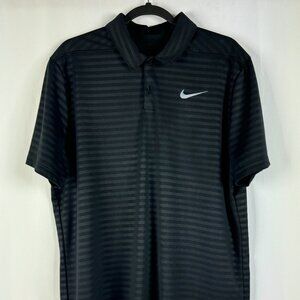 NIKE GOLF Tour Performance Dri-Fit Golf Polo Shirt SZ L Striped Black